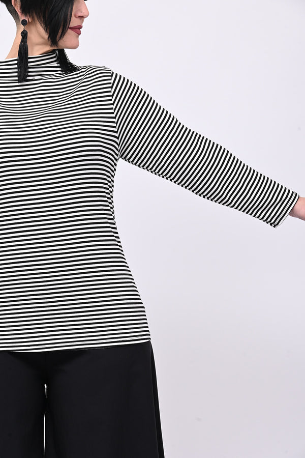 Maglia lupetto righe - Nero