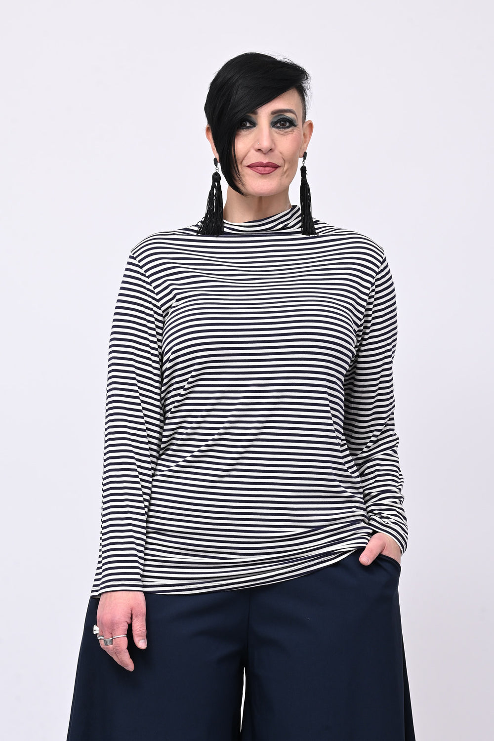 Maglia lupetto righe - Blu