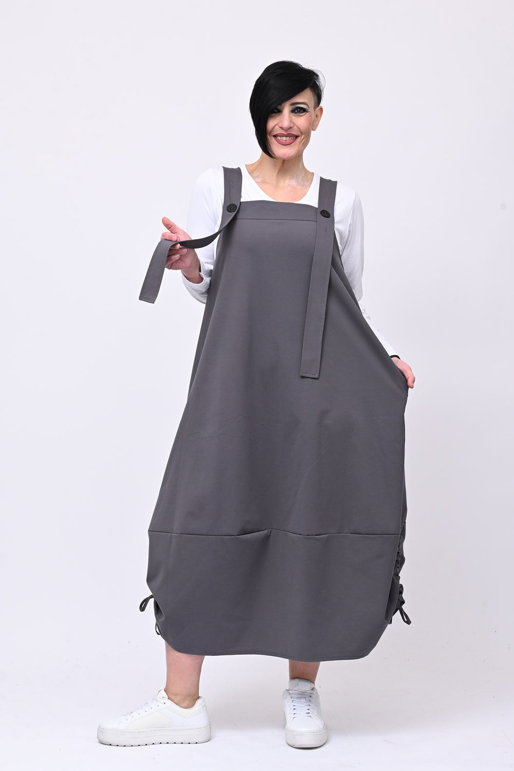 Abito salopette laccio - Grigio piombo