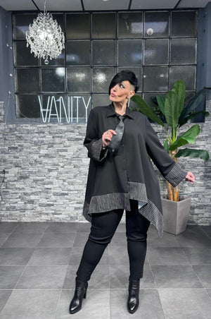 Camicia svasata righe - NERO