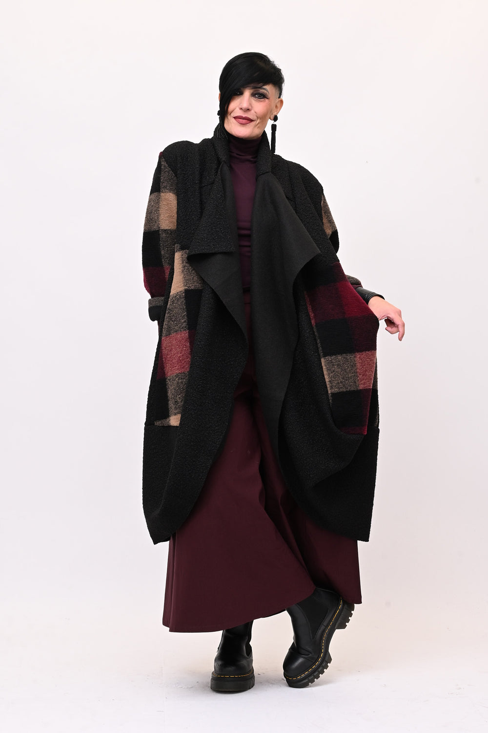 Cappotto tartan lana cotta - Vino