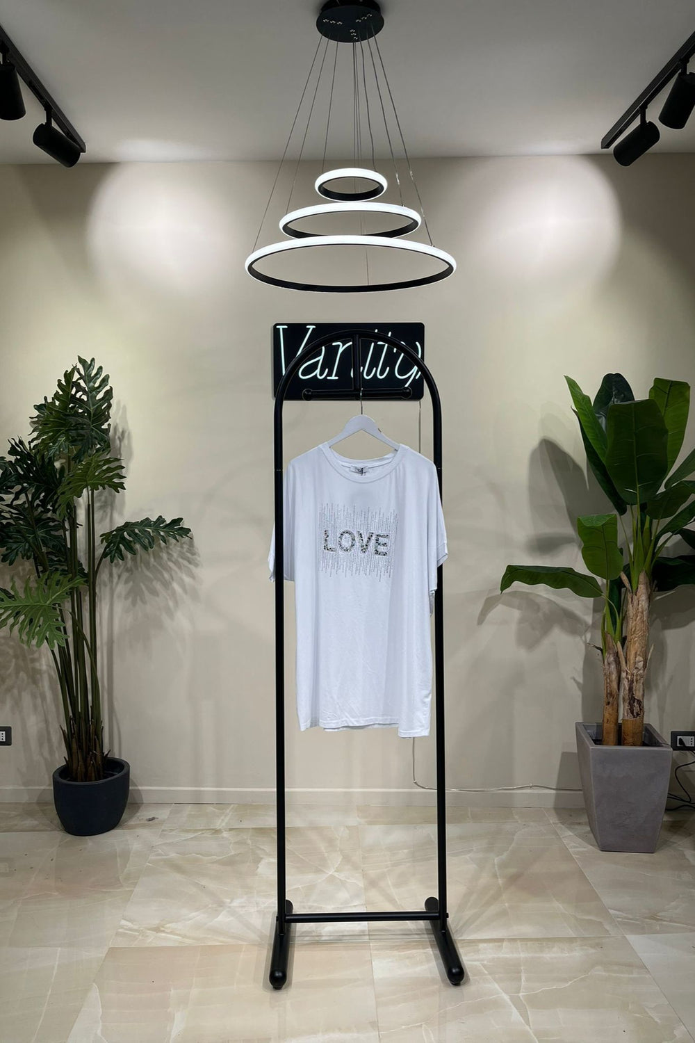 T-shirt LOVE strass - Bianco