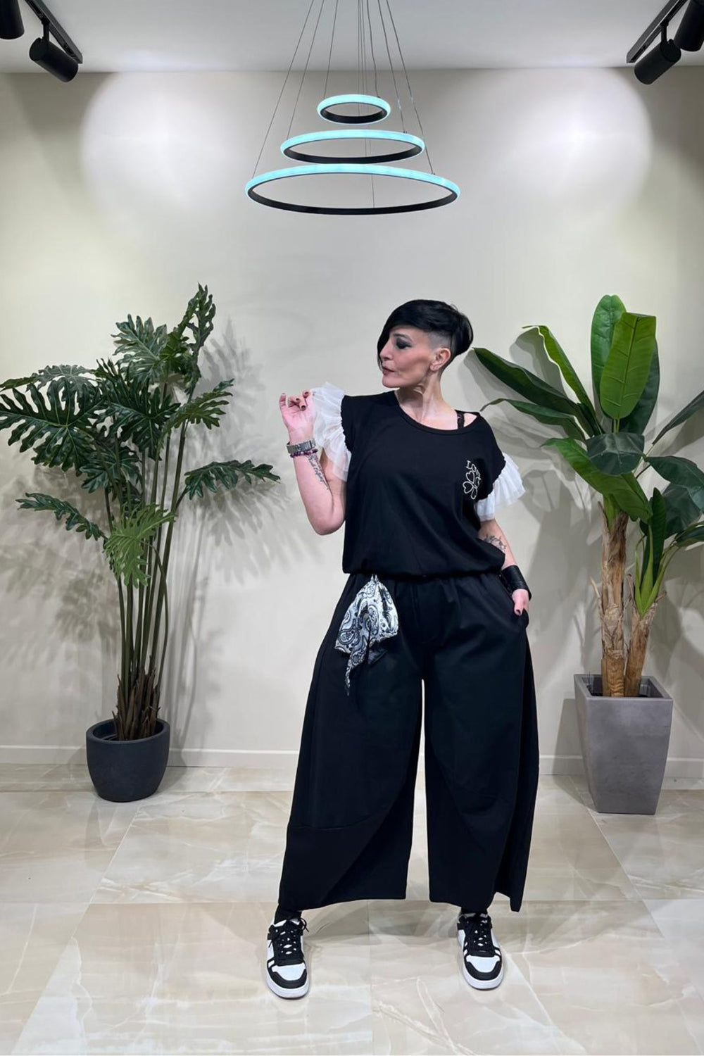 T-shirt tulle love - Nero