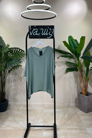 Blusa crepe scatola - Verde salvia