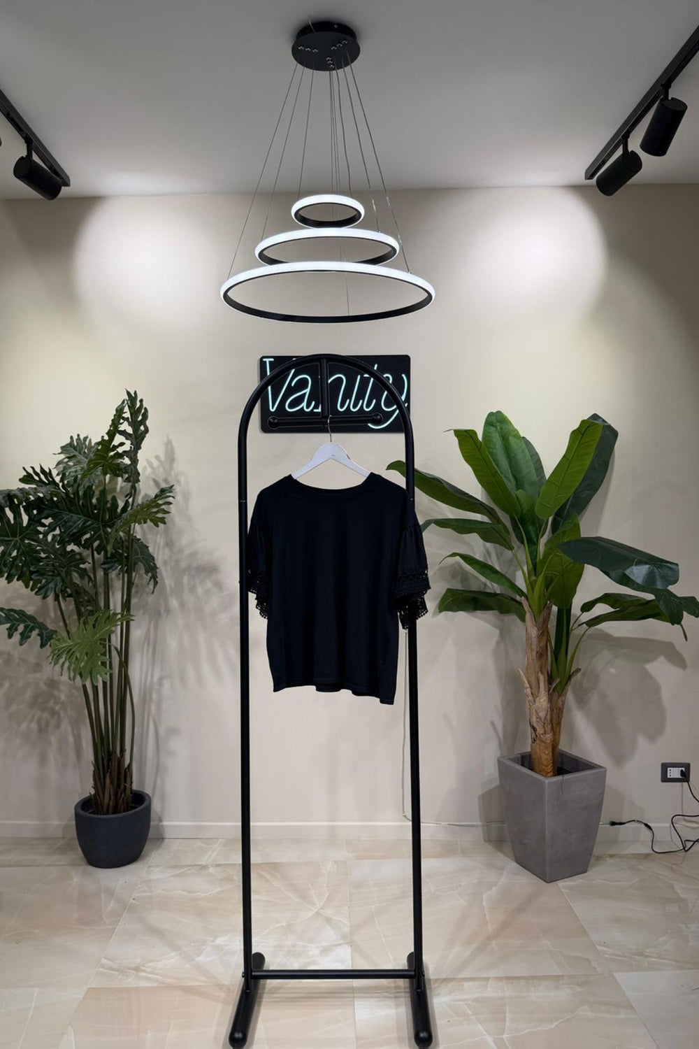 Maglia manica macramè - Nero