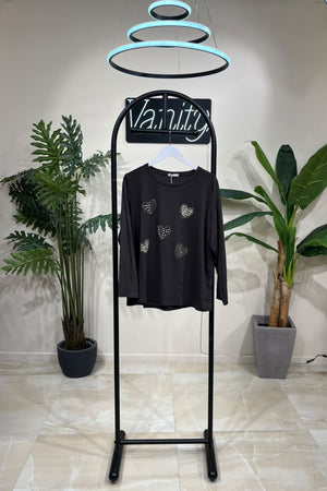 T-shirt cuore strass - Moro