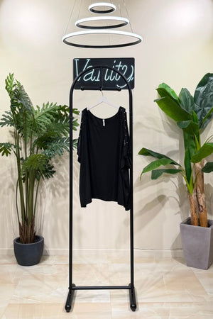 Maglia strass spalle scoperte - Nero
