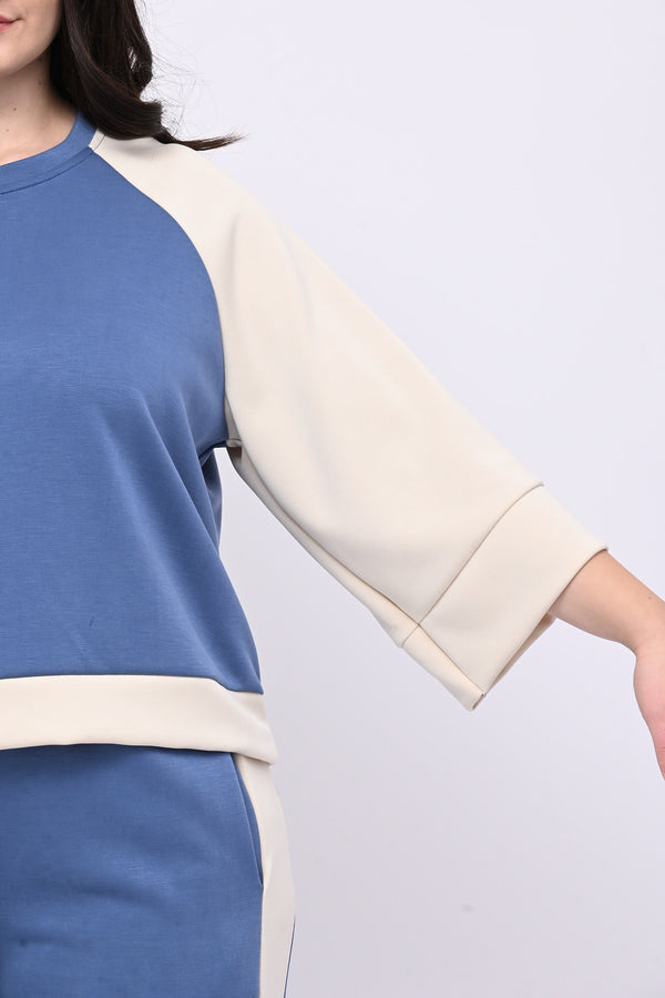 Tuta scuba bicolor - Jeans