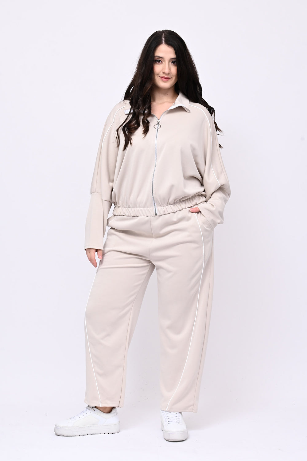 Tuta neoprene righina - Beige