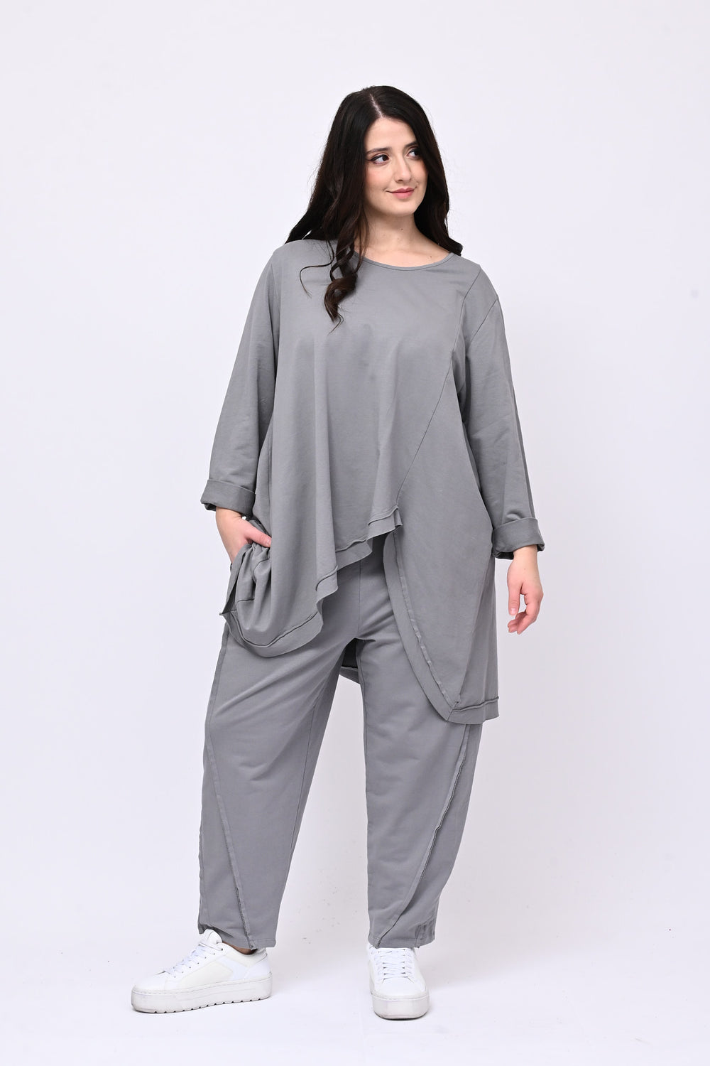 Completo felpa cuciture - Grigio