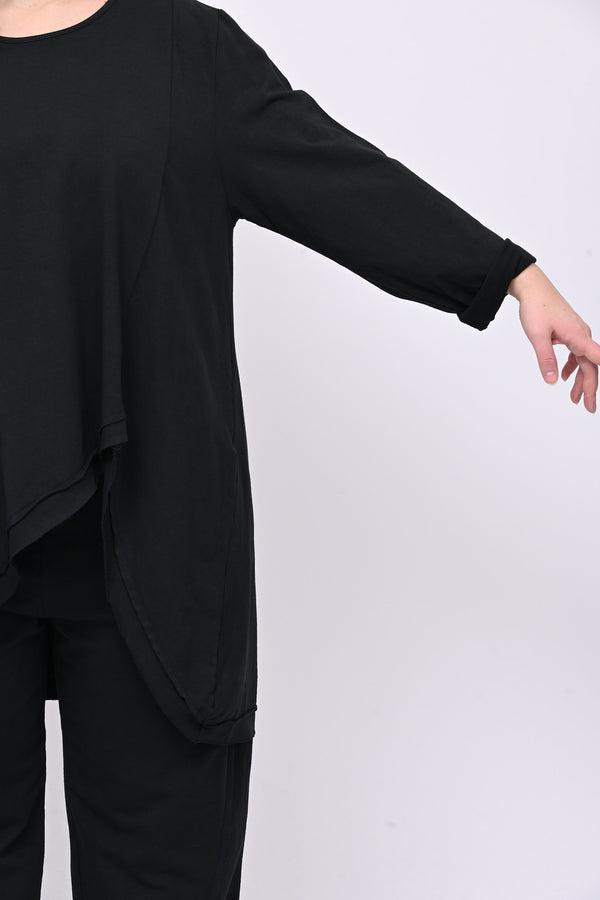 Completo felpa cuciture - Nero