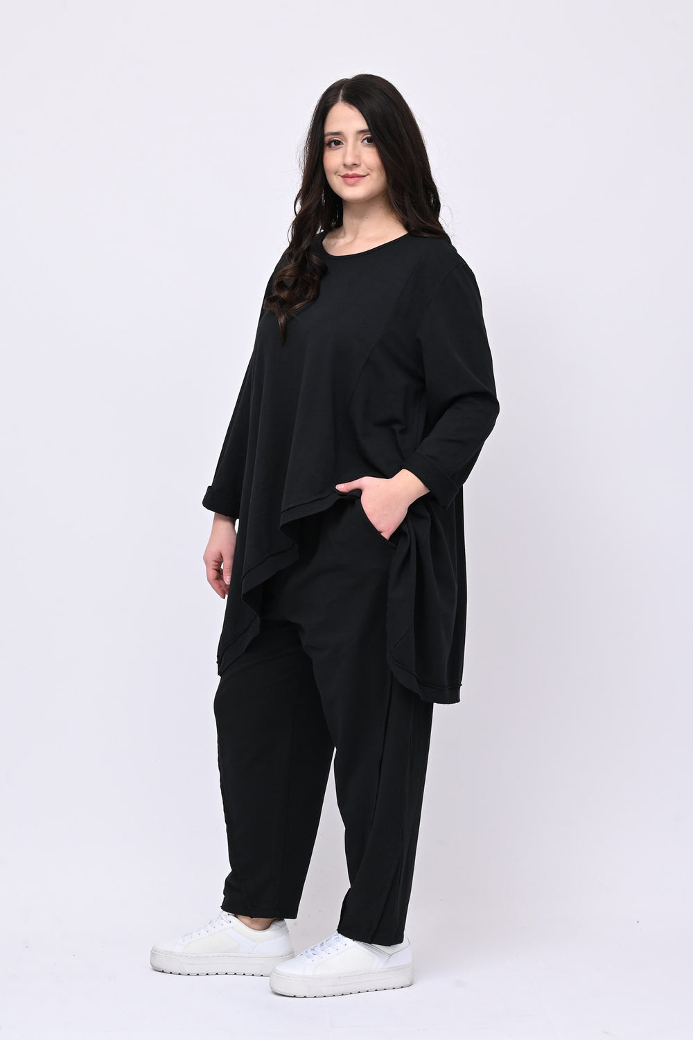 Completo felpa cuciture - Nero