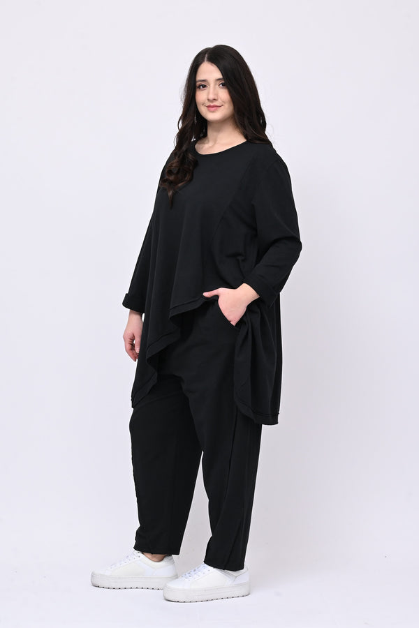 Completo felpa cuciture - Nero