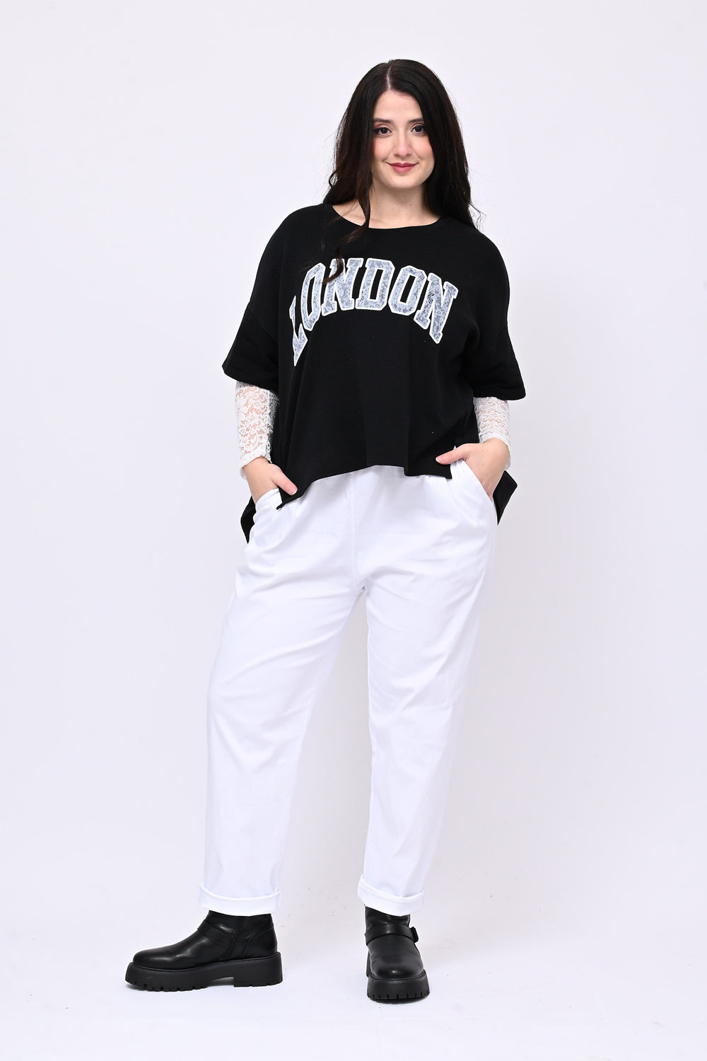 Pantalone bengalina over - Bianco