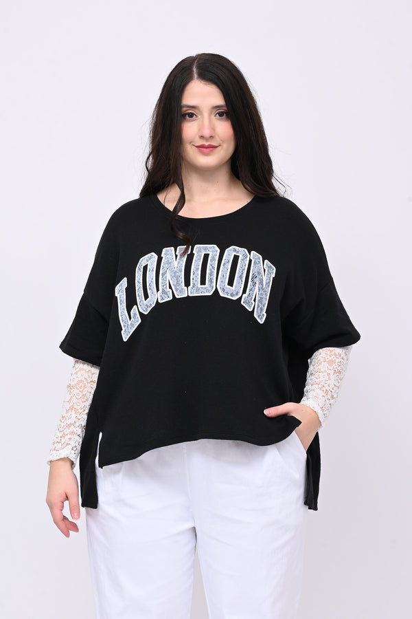 Felpa pizzo London - Nero