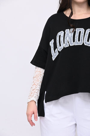 Felpa pizzo London - Nero
