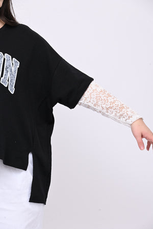 Felpa pizzo London - Nero