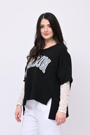 Felpa pizzo London - Nero