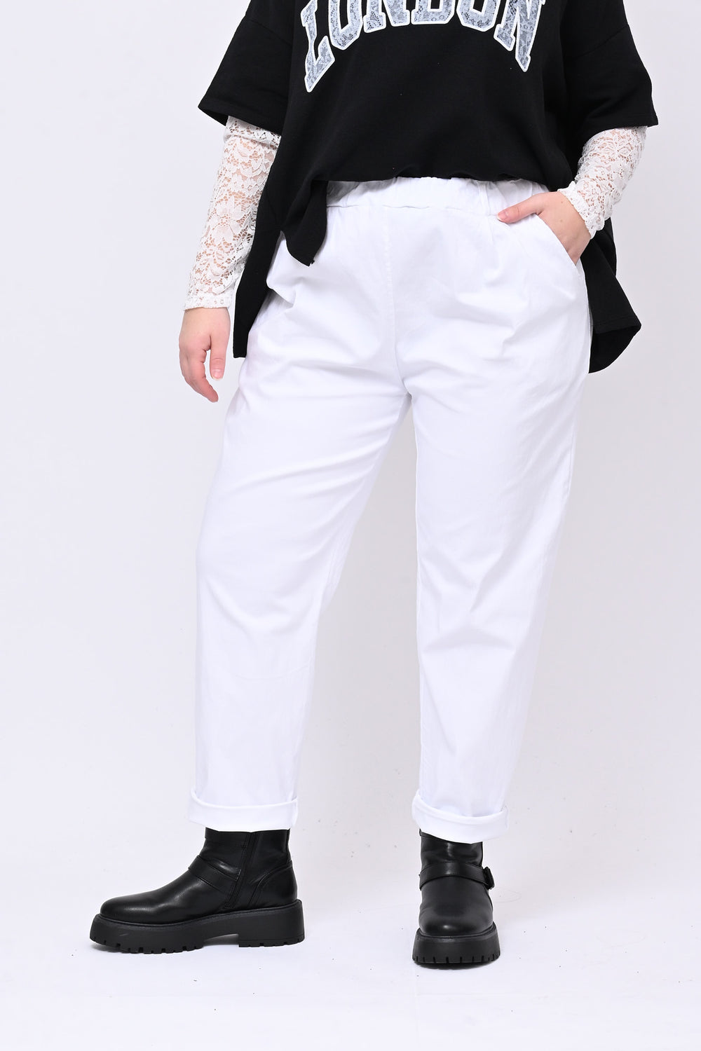 Bengaline oversized trousers - White
