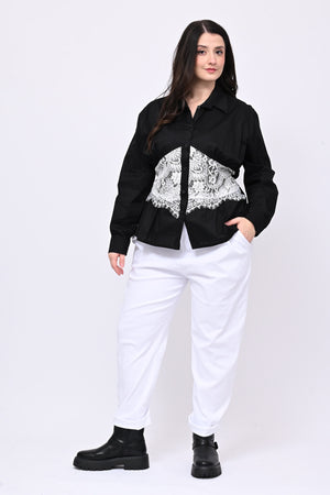 Camicia bustino pizzo - Nero