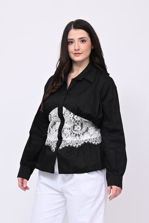 Camicia bustino pizzo - Nero