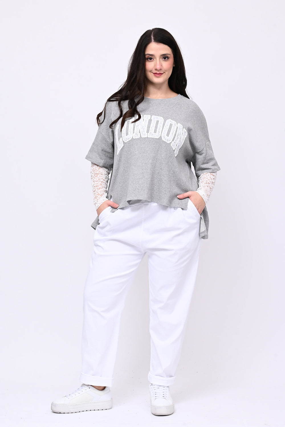 Felpa pizzo London - Grigio