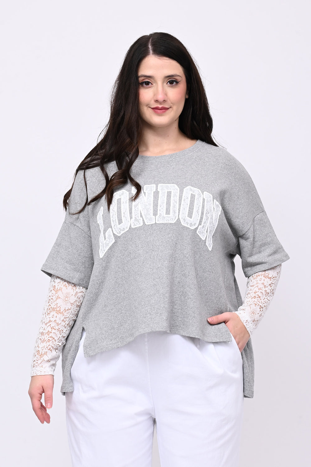 Felpa pizzo London - Grigio