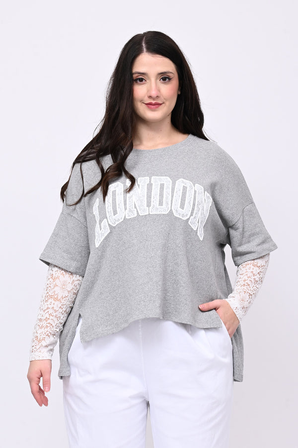 Felpa pizzo London - Grigio