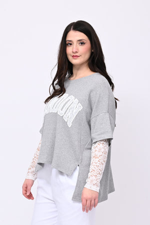 Felpa pizzo London - Grigio