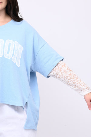 Felpa pizzo London - Cielo