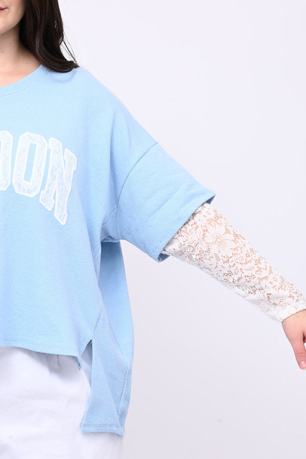 Felpa pizzo London - Cielo