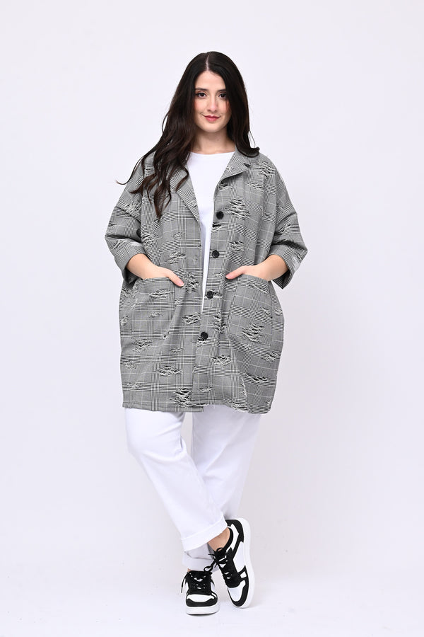Cappotto principe di Galles strappi - Bianco/Nero