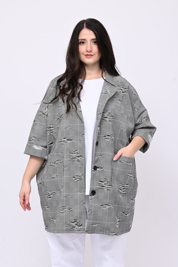 Cappotto principe di Galles strappi - Bianco/Nero