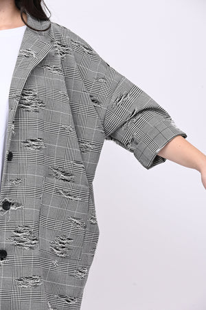 Cappotto principe di Galles strappi - Bianco/Nero