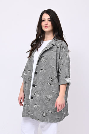 Cappotto principe di Galles strappi - Bianco/Nero