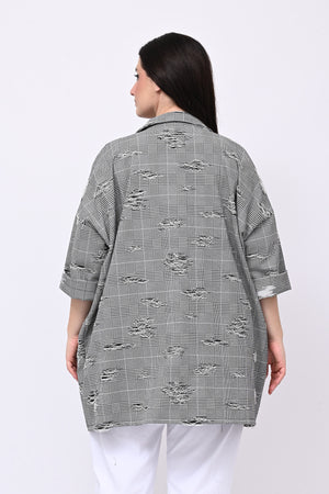 Cappotto principe di Galles strappi - Bianco/Nero