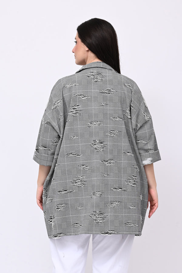 Cappotto principe di Galles strappi - Bianco/Nero
