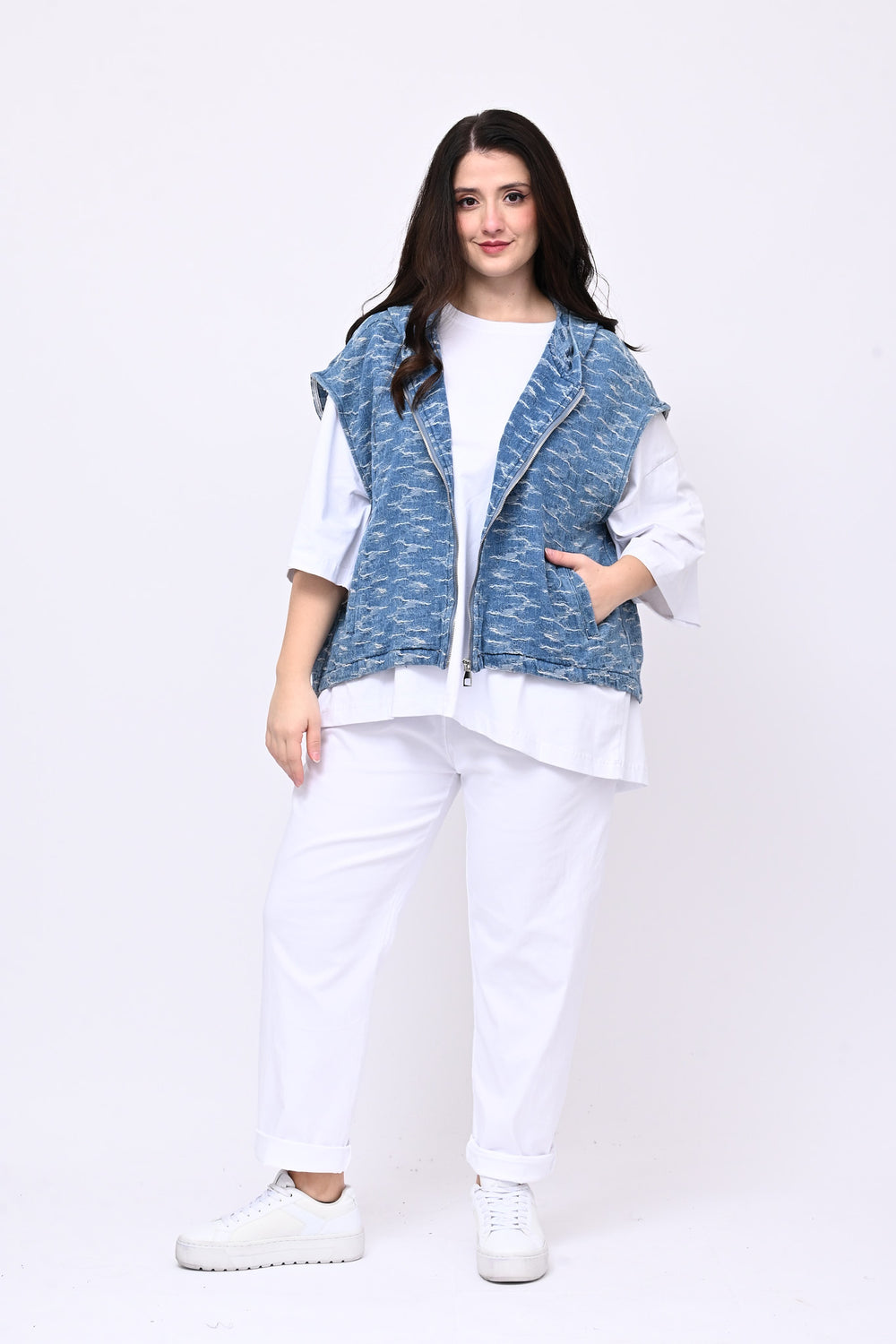 Gilet jeans sfrangiato - Jeans