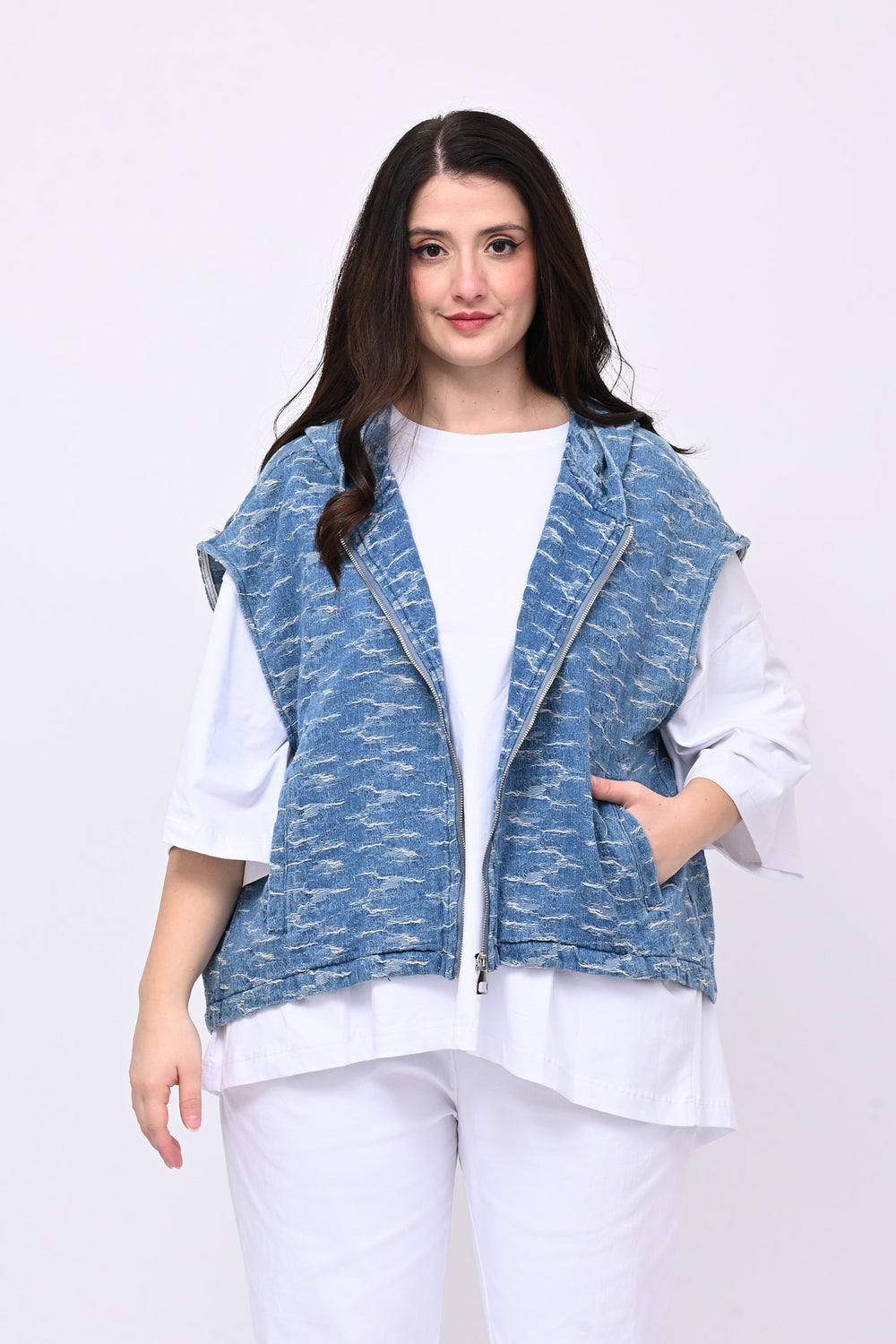 Gilet jeans sfrangiato - Jeans