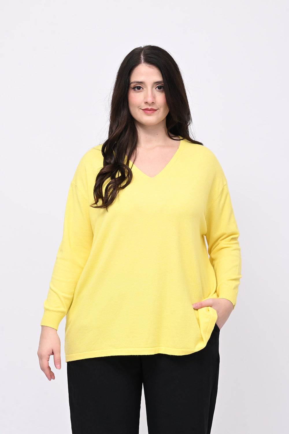 Maglia over viscosa V - Lemon
