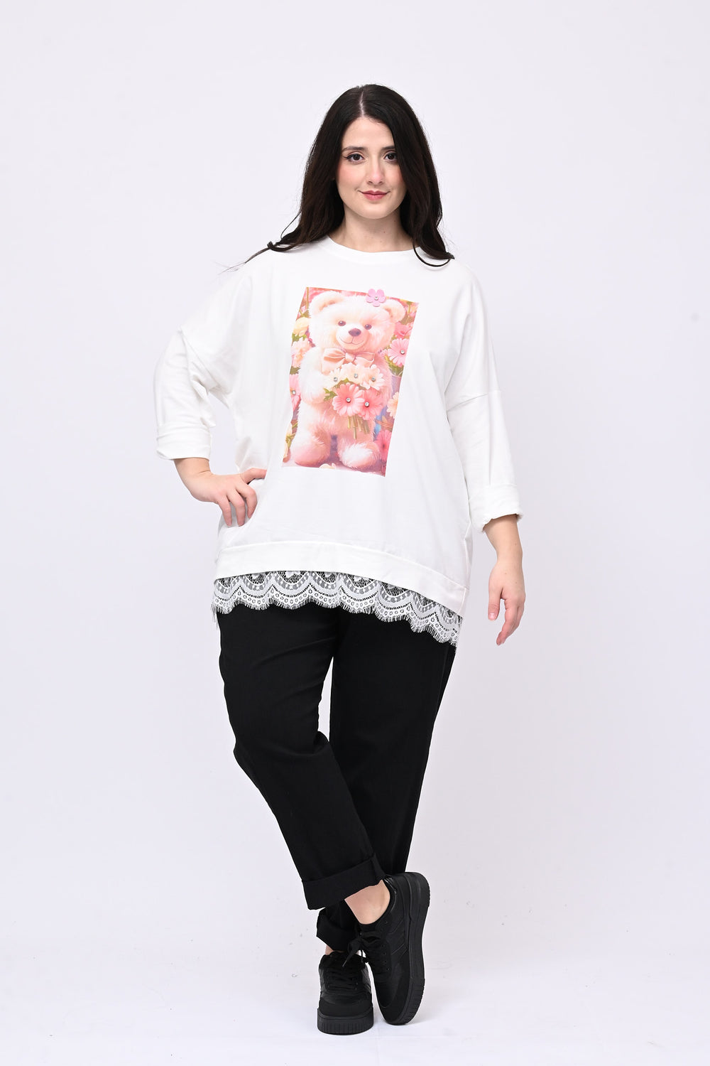 Felpa stampa pizzo - Orso