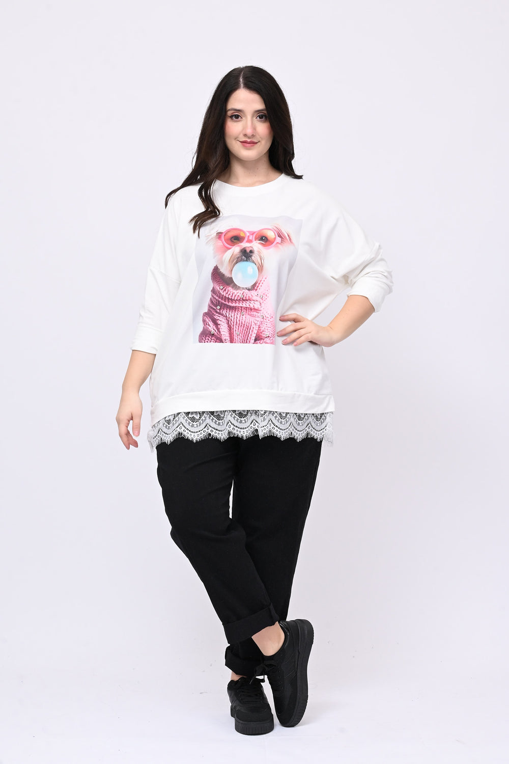 Felpa stampa pizzo - Barboncino