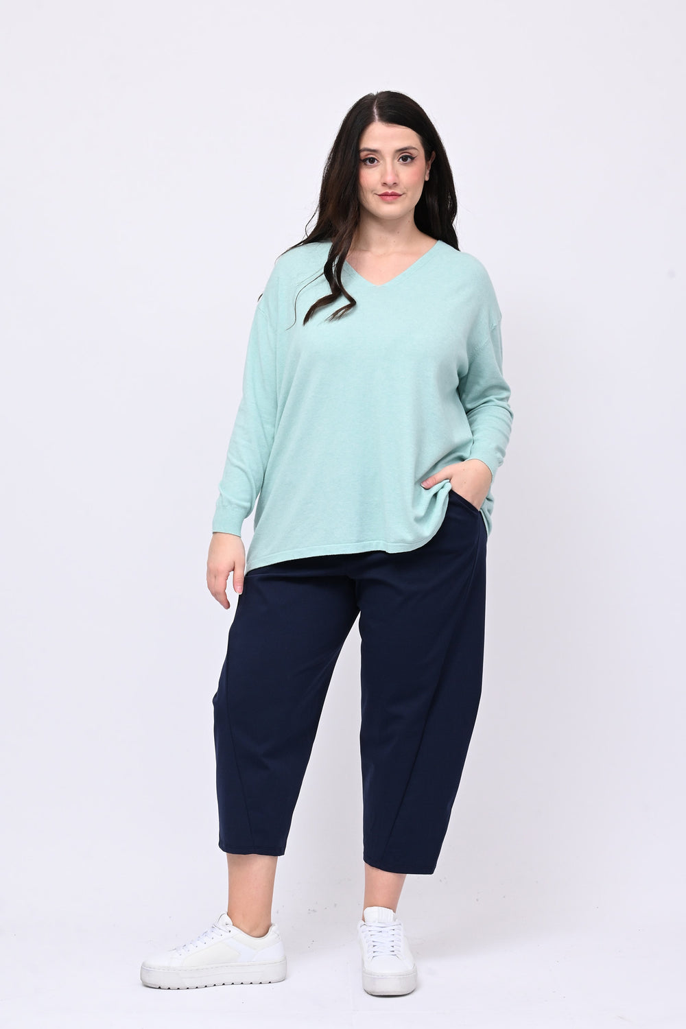 Maglia over viscosa V - Menta