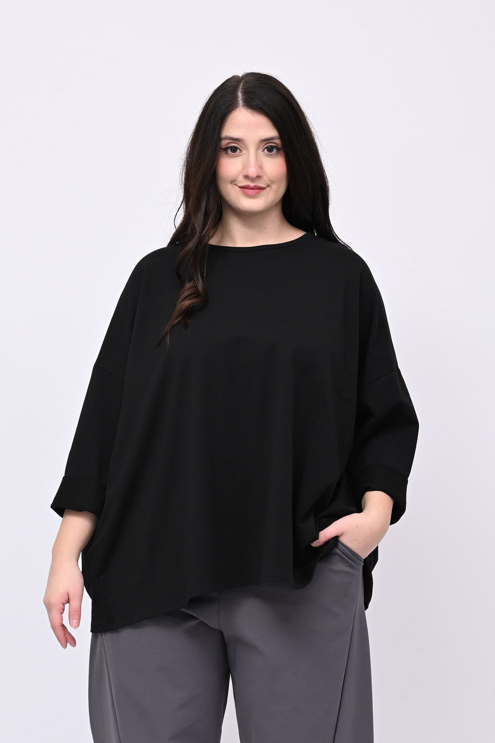 Felpa scatola over - Nero