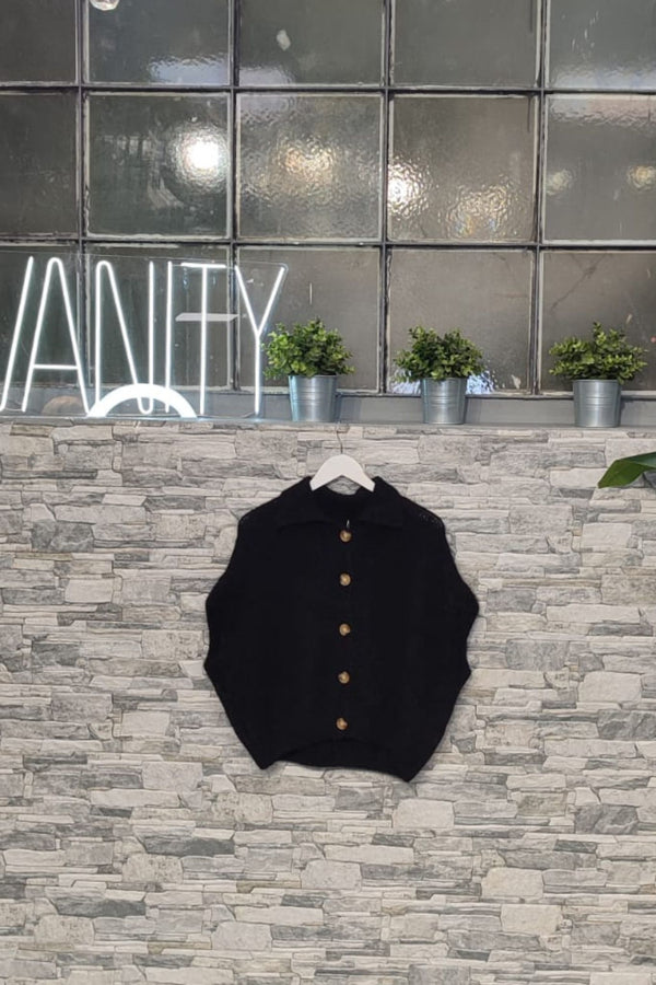Gilet colletto bottoni - Nero