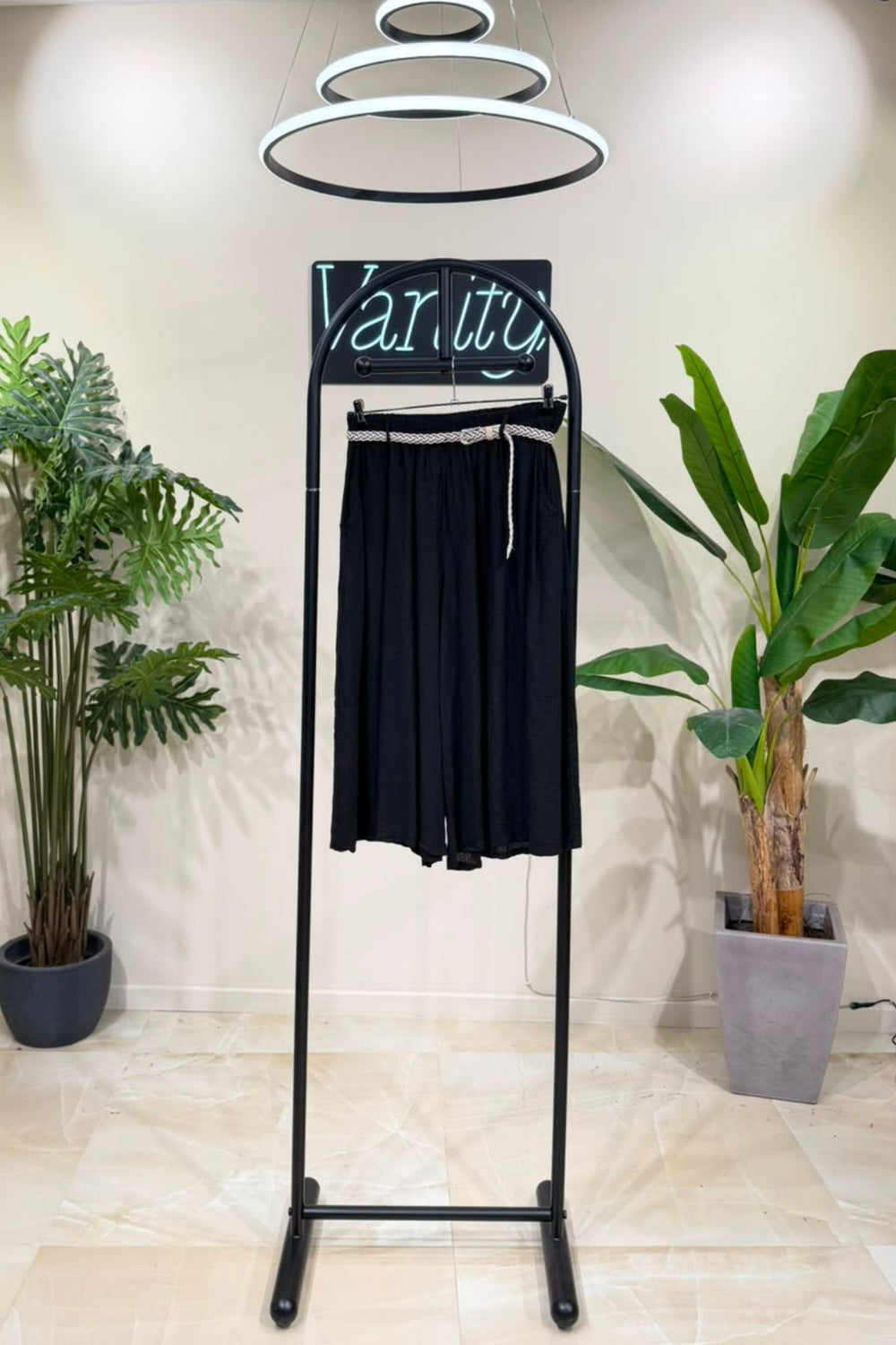 Gonna pantalone lino - Nero