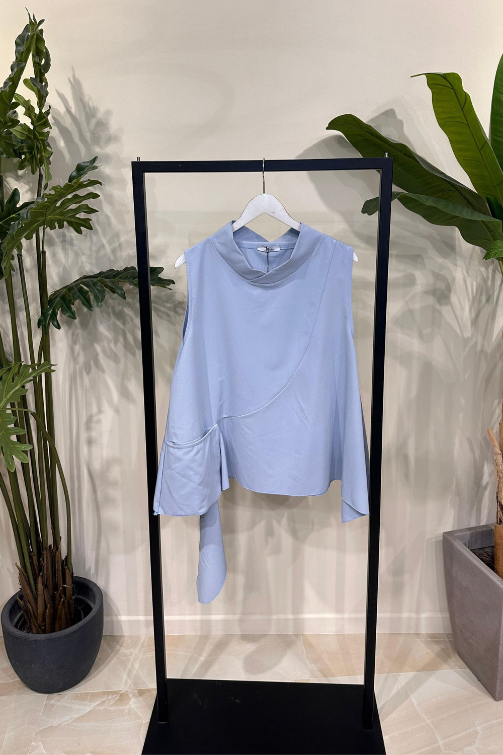 Gilet tasca punta - Celeste polvere