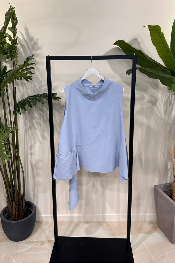 Gilet tasca punta - Celeste polvere