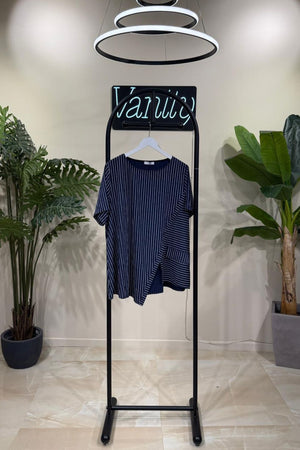 Blusa righe asimmetrica - Blu