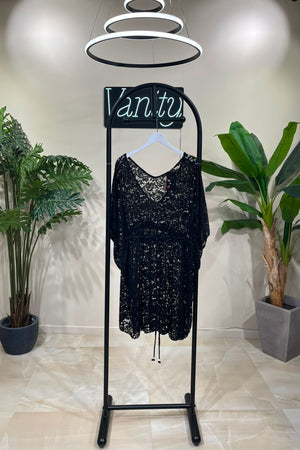 Poncho pizzo laccio - Nero